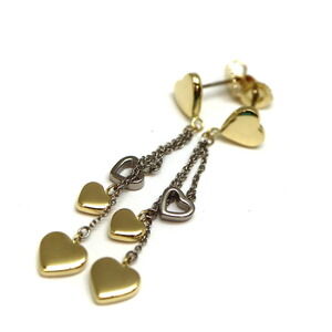 Tiffany Multi Heart Drop Earrings Yellow Gold White